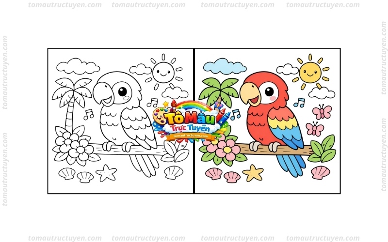 tô màu con vẹt