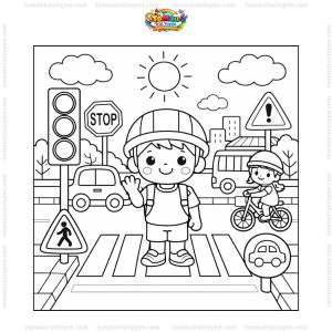 Tranh tô màu an toàn giao thông cho bé