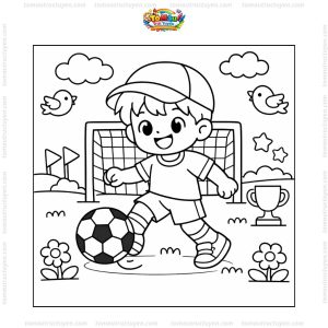 Tranh tô màu bé chơi đá bóng