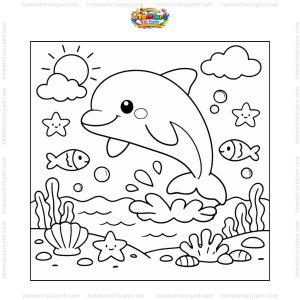 Tranh tô màu cá heo cho bé