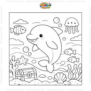 Tranh tô màu cá heo đại dương