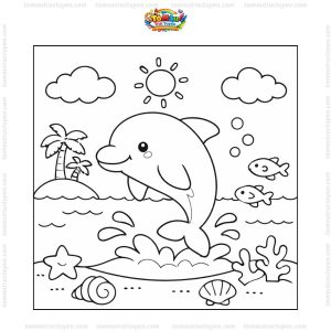 Tranh tô màu cá heo đơn giản