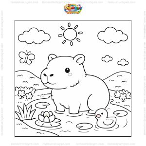 Tranh tô màu Capybara cho bé