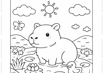 Tranh tô màu Capybara cho bé