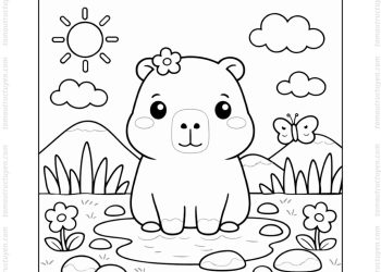 Tranh tô màu Capybara đẹp