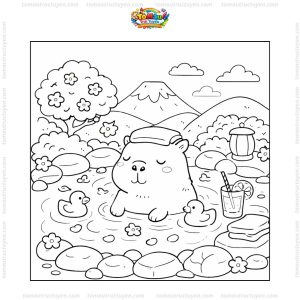 Tranh tô màu Capybara thư giãn