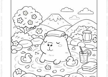 Tranh tô màu Capybara thư giãn