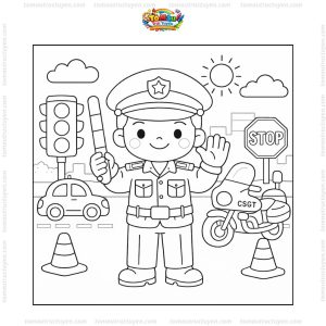 Tranh tô màu cảnh sát giao thông