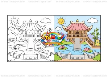 tranh tô màu chùa một cột