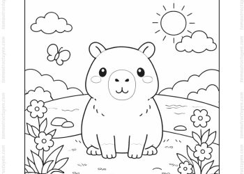 Tranh tô màu con Capybara cute