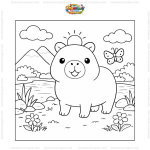 Tranh tô màu Capybara hoạt hình