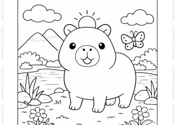Tranh tô màu Capybara hoạt hình