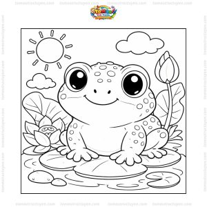 Tranh tô màu con cóc chibi