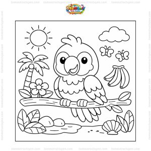 Tranh tô màu con vẹt cho bé