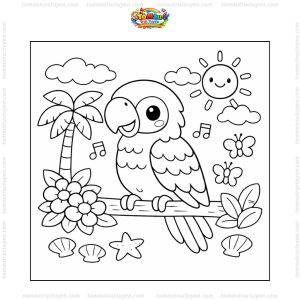 Tranh tô màu con vẹt đẹp