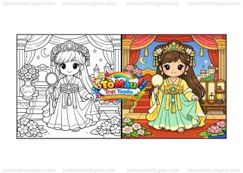 tranh tô màu công chúa cổ trang