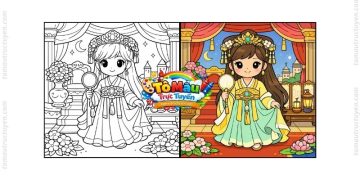 tranh tô màu công chúa cổ trang