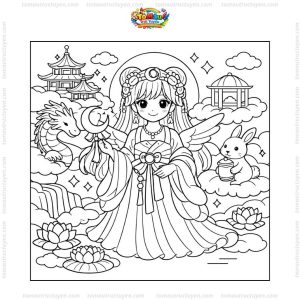 Tranh tô màu công chúa cổ trang thần tiên