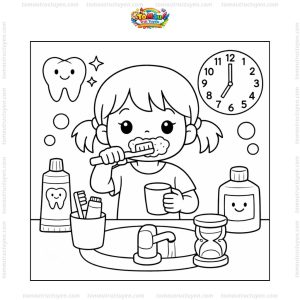 Tranh tô màu đánh răng cho bé
