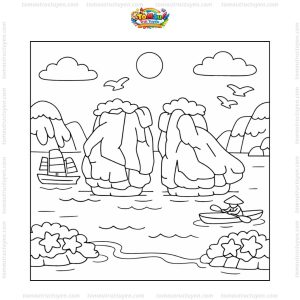 Tranh tô màu đảo đá Vịnh Hạ Long