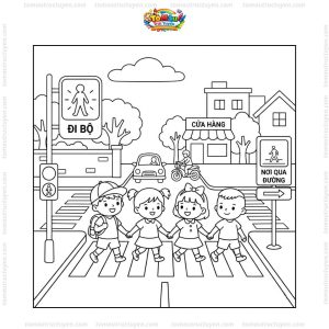 Tranh tô màu đi bộ đúng luật