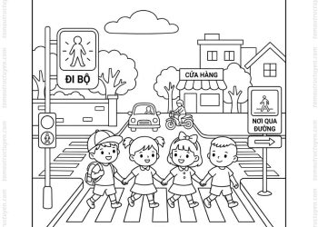 Tranh tô màu đi bộ đúng luật