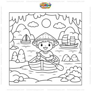 Tranh tô màu hang động Hạ Long