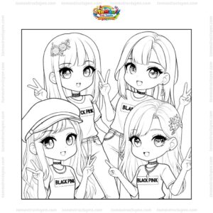 Tranh tô màu nhóm Blackpink đẹp Tranh tô màu nhóm Blackpink đẹp