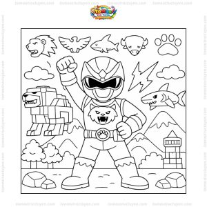 Tranh tô màu siêu nhân Gao biến hình