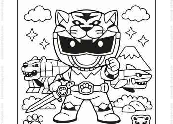 Tranh tô màu siêu nhân Gao chibi