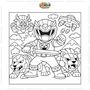 Tranh tô màu siêu nhân Gao chiến đấu