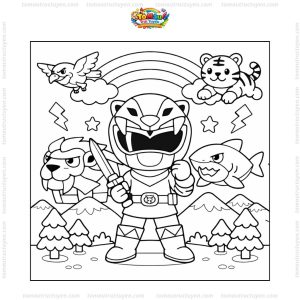 Tranh tô màu siêu nhân Gao cute