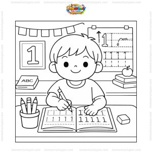 Tranh tô màu số 1 tập viết