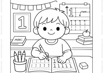 Tranh tô màu số 1 tập viết