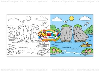 tranh tô màu vịnh hạ long