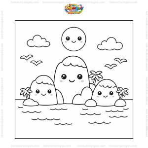 Tranh tô màu Vịnh Hạ Long cute