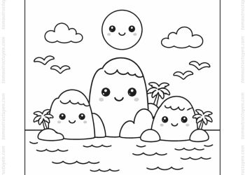 Tranh tô màu Vịnh Hạ Long cute