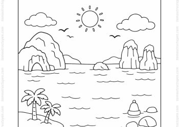 Tranh tô màu Vịnh Hạ Long đơn giản