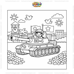 Tranh tô màu xe tăng 30/4